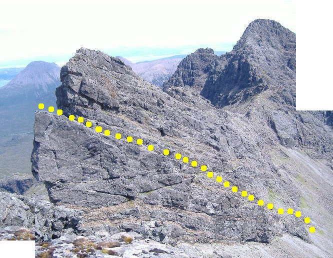 picture of route up the Bhasteir Tooth 