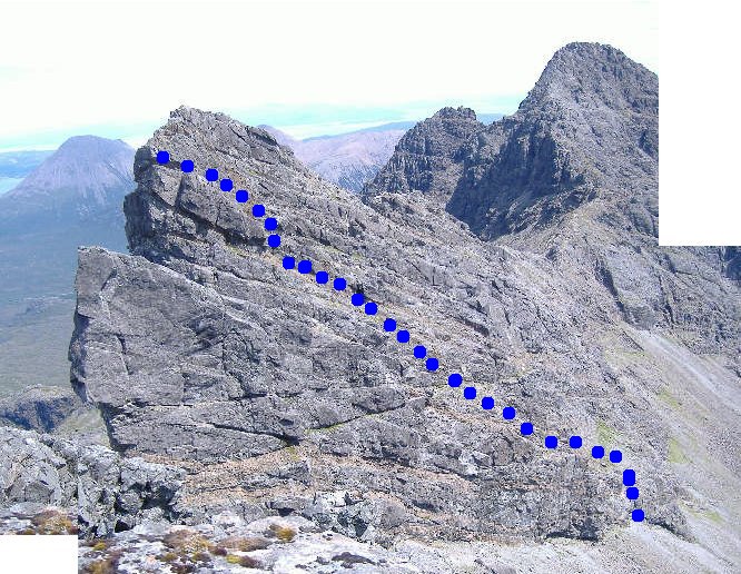 picture of my wrong route up the Bhasteir Tooth 