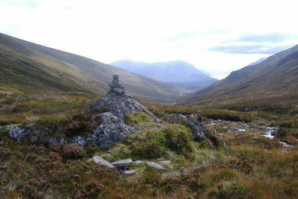 photograph of the cairn at the bottom of the valley 