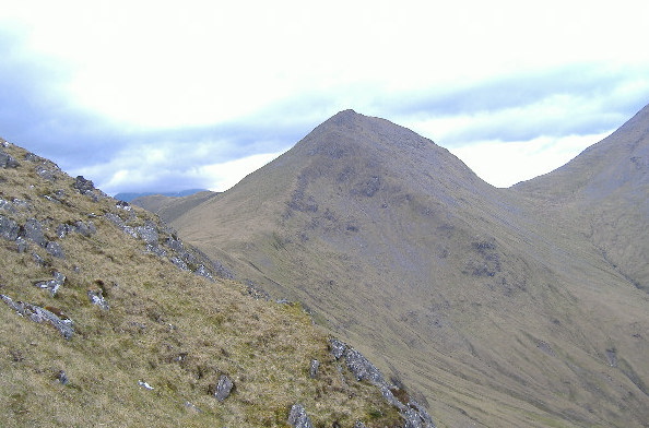 photograph looking up ridge of Beinn na h-Eaglaise