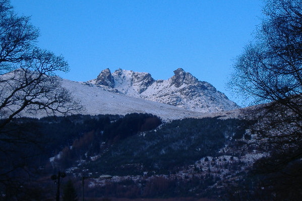 photograph looking up to the Cobbler from Arrochar