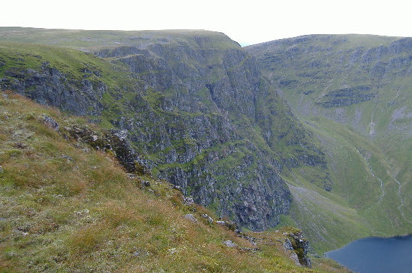 photograph of the cliffs of Creag Meagaidh and the corrie 