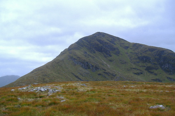 photograph looking up to summit of Gairich 