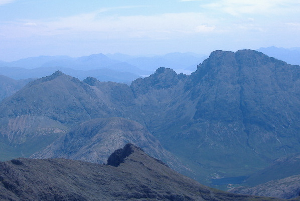 photograph looking east south east from Bruach na Frithe across to Garbh bheinn and Bla Bheinn