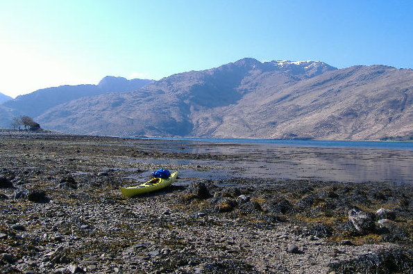 photograph of Ladhar Bheinn taken from the beach at Corran 