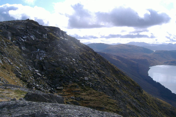 photograph looking up at summit of Stob Coire Sgriodain 