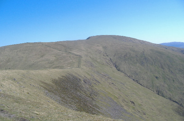 photograph looking up to the summit of Merrick 