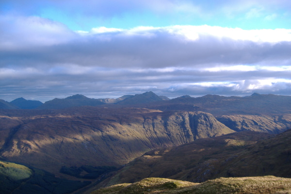 photograph looking south towards the Arrochar Alps 