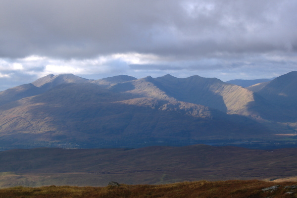 photograph looking north at the horseshoe of Beinn a Chochuill and Beinn Eunaich 