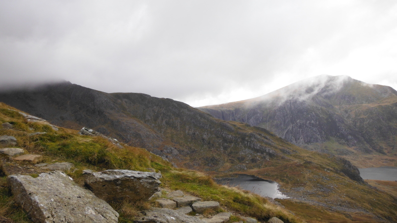  Glyder Mawr in thick cloud, and Y Garn 