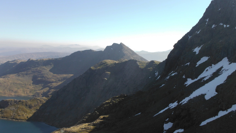  looking along Bwlch y Saethau, past Y Gribin, and on to Y Lliwedd 