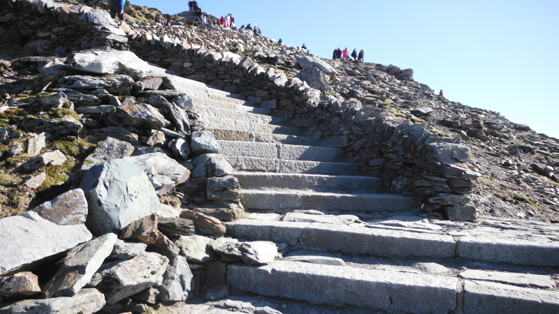  the granite steps leading up to the summit 