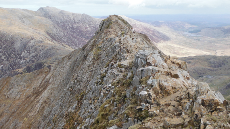  looking back to the first summit of Crib Goch  