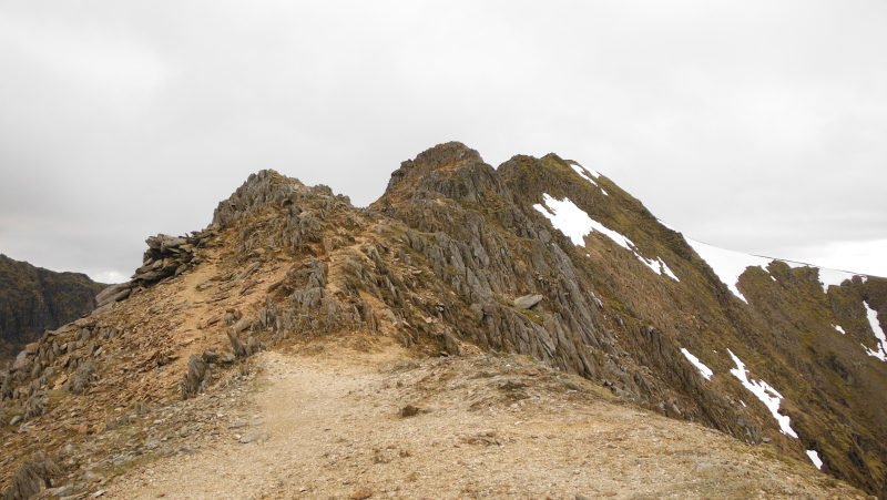  looking up to the summit of Garnedd Ugain  