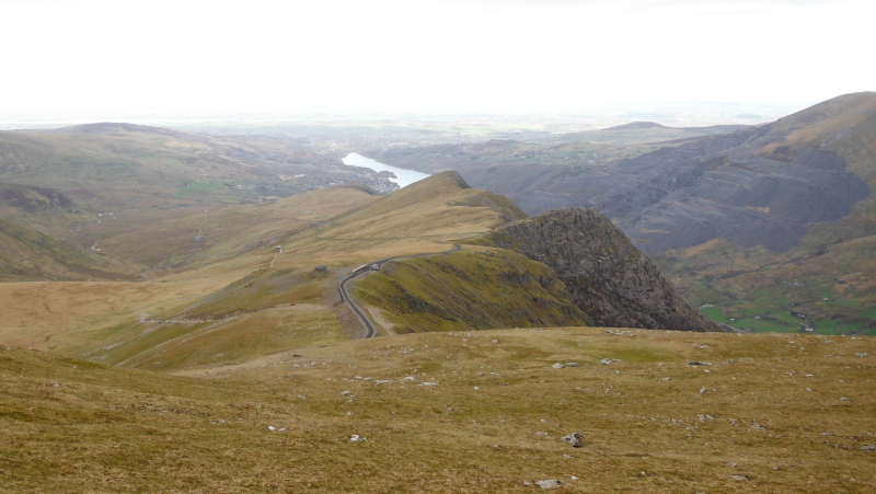  looking down the north ridge to Llanberis in the distance 