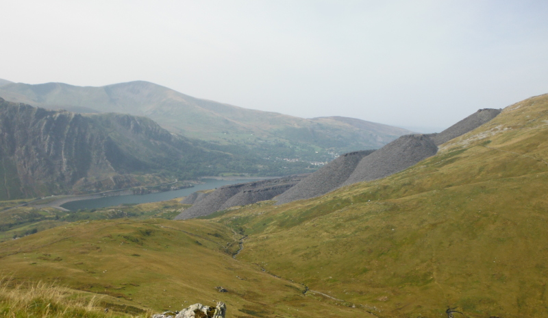  looking past the spoil heaps over to Llyn Peris 