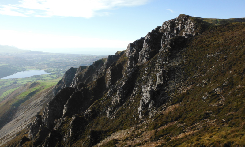  looking across to the crags of Craig Y Bera 