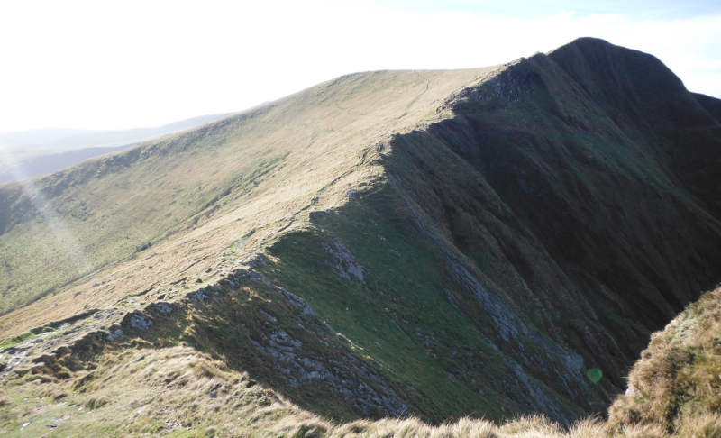  looking up to Trum y Ddysgl 