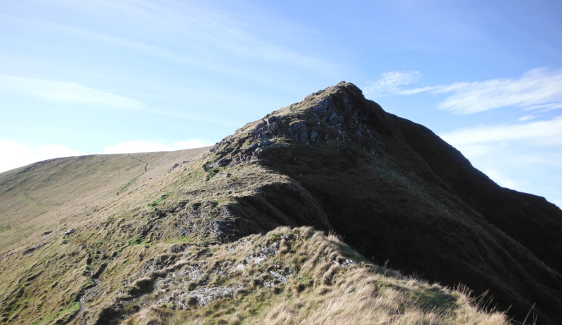  looking up to Trum y Ddysgl 