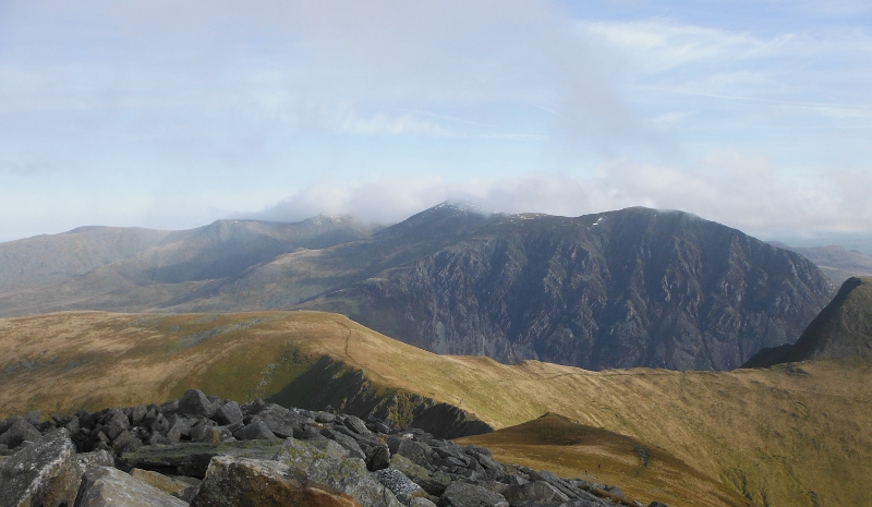  the clouds just touching the summits on the Carneddau 