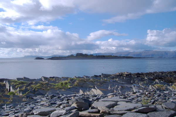 photograph of Belnahua taken from Fladda 