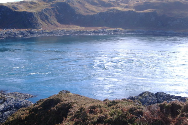 photograph looking down on the waves