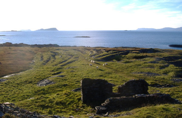 photograph looking across all slate spoil and out to the west.