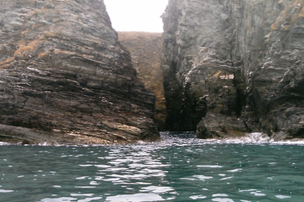 photograph of the coastline west of Dinas Stack 