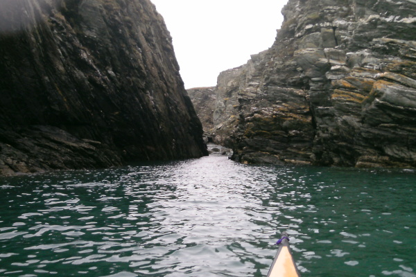 photograph of the huge chasm between Dinas Stack and the mainland 