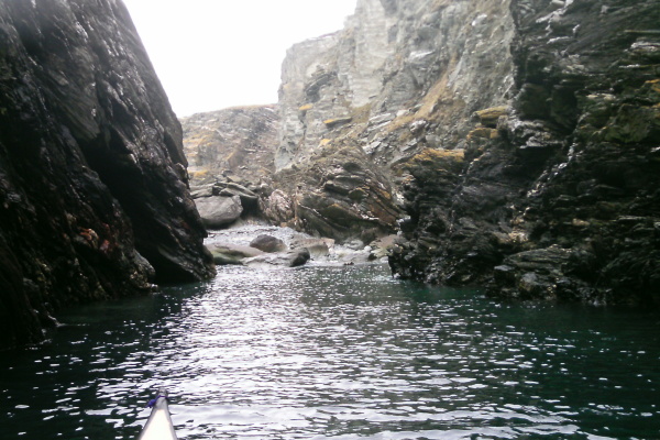 photograph of the huge chasm between Dinas Stack and the mainland 