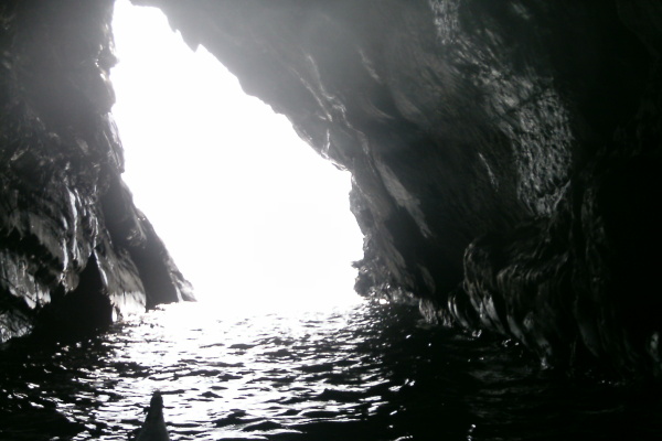 photograph looking out from the cave 