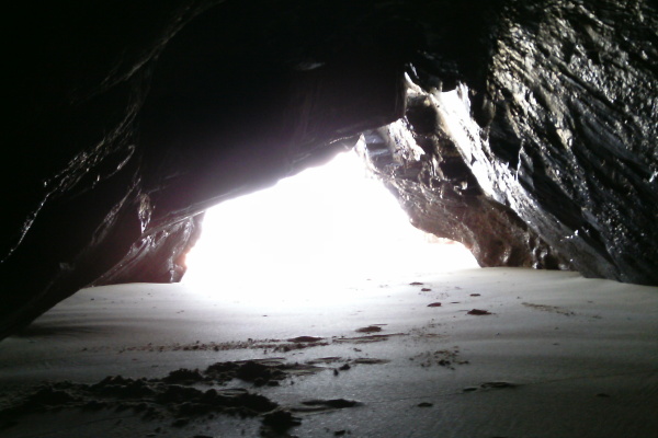 photograph looking out of one of the caves 