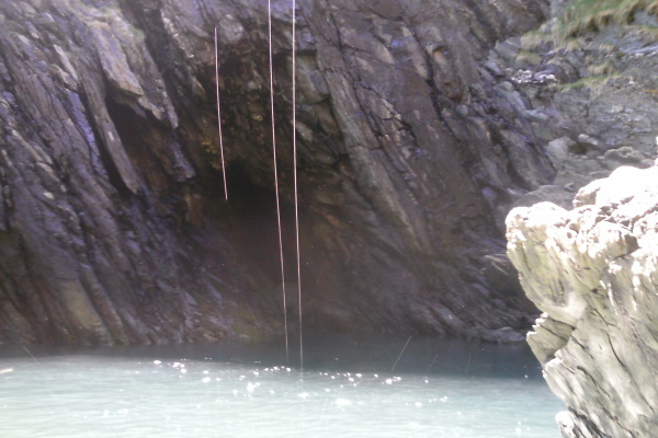 looking into the cave on the left 