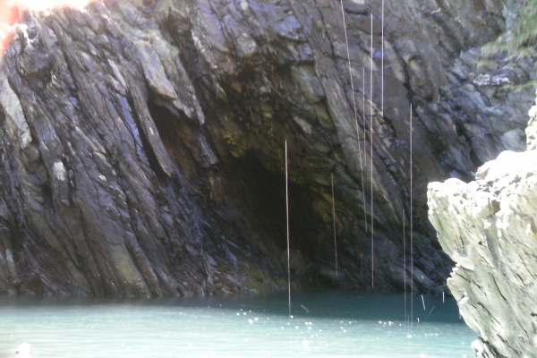 looking into the cave on the left 