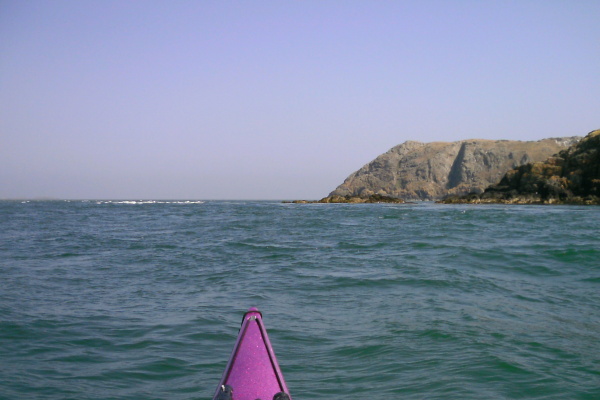 photograph looking north towards Carmel Head, and an obvious tide rip 