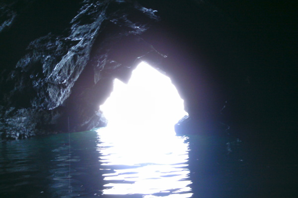 photograph looking out from the cave 