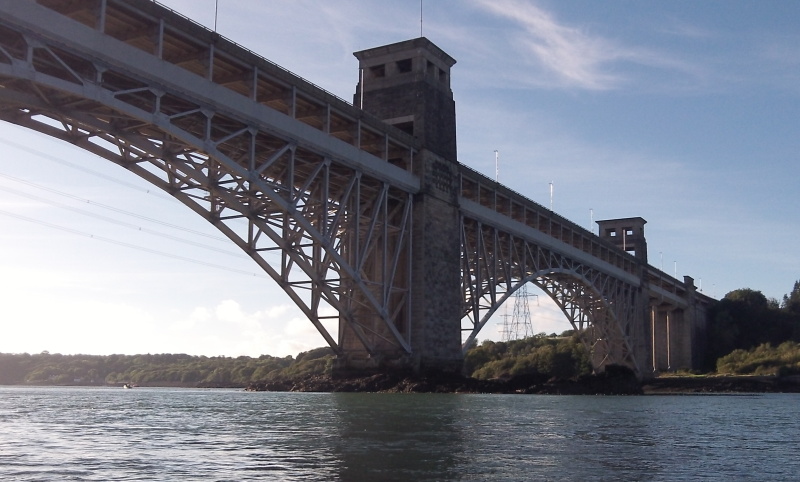 looking up at the Britannia Bridge 