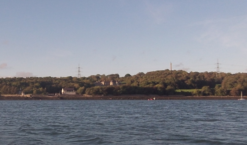 looking across to Plas Llanfair and the Marquess of Anglesey`s Column 