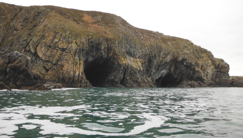 the outside of two caves  