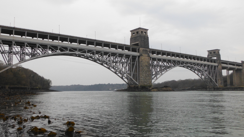  looking up at the Britannia Bridge  