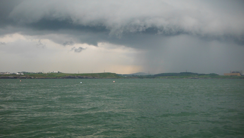  a heavy rain storm out towards Holyhead  