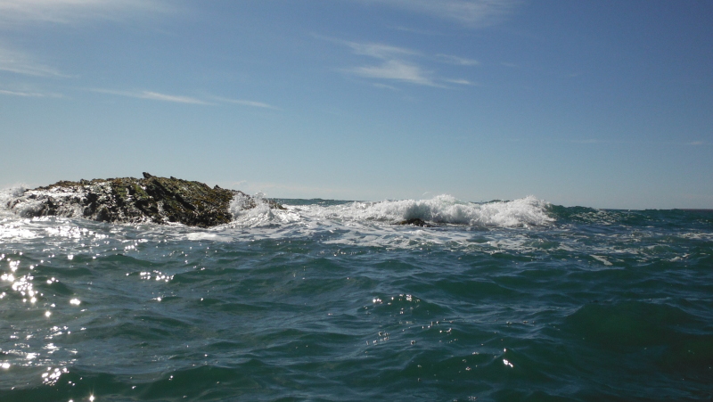  the swell catching the rock  