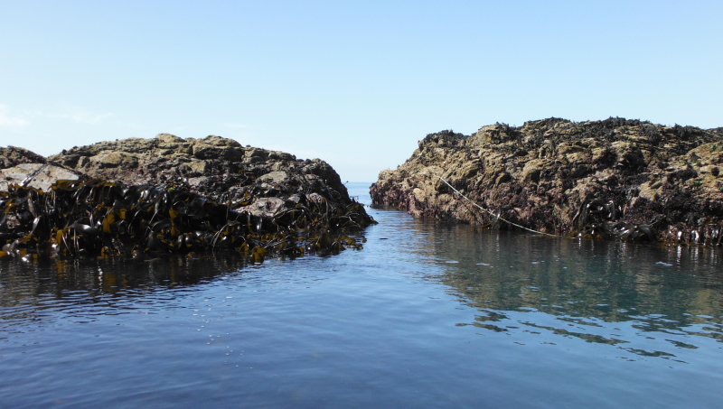  the gap between the two halves of the Harry Furlough`s Rocks 