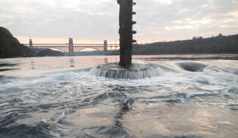  the water flowing over the base of the Cardinal Marker 