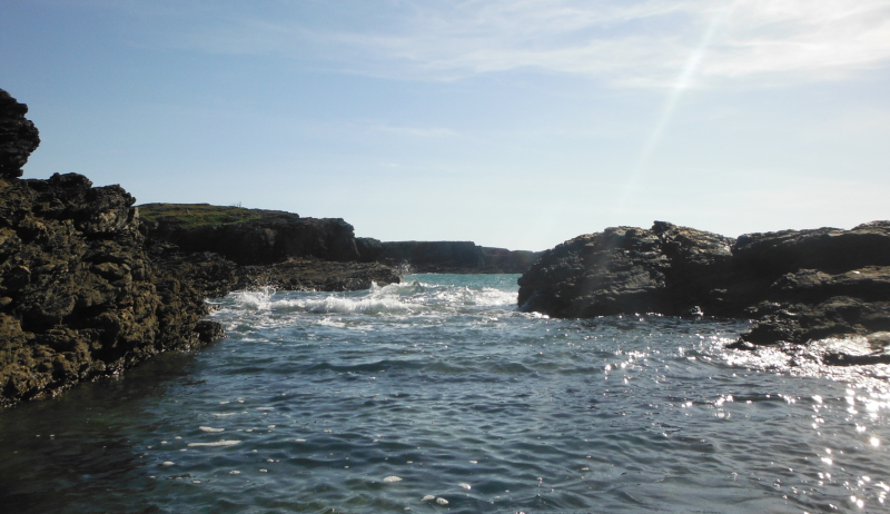  one of the channels through the rocks 