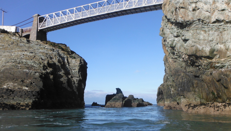 looking under the bridge at the narrow channels 