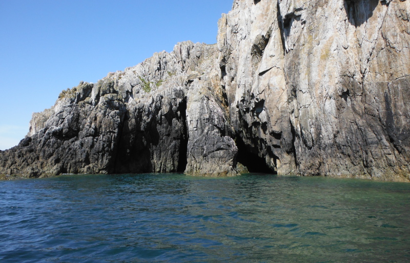 the outside of the cave with two entrances 