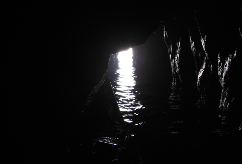 looking out from quite far into the cave 