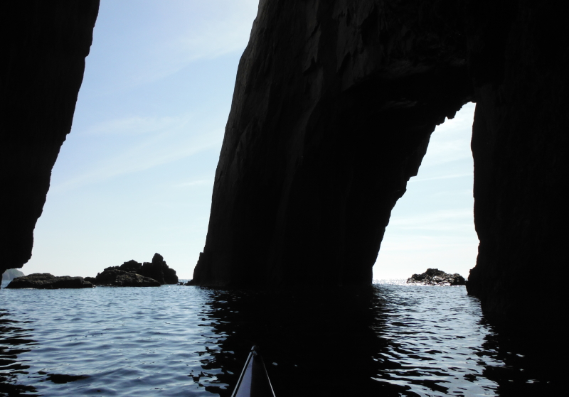 looking out at the flying buttress 