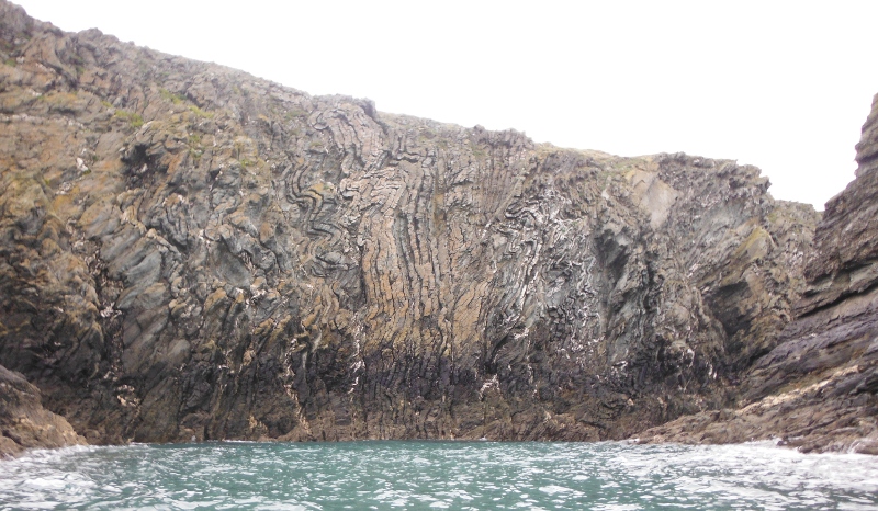  the bent rocks along the back wall of the hidden channel 